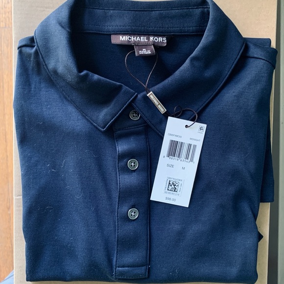 MICHAEL KORS Sleek Slim Fit Polo Shirt, Medium, Midnight Blue, New - Picture 2 of 5